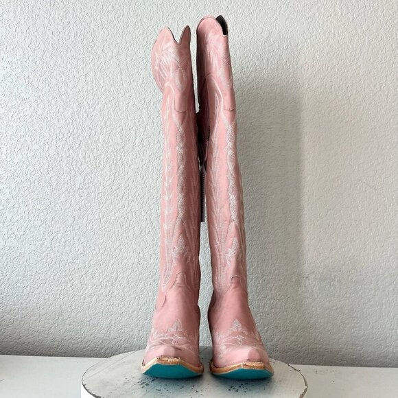 Lane LEXINGTON Over the Knee Womens Cowboy Boots 7.5 Pink Western Cowgirl Tall - Picture 9 of 16